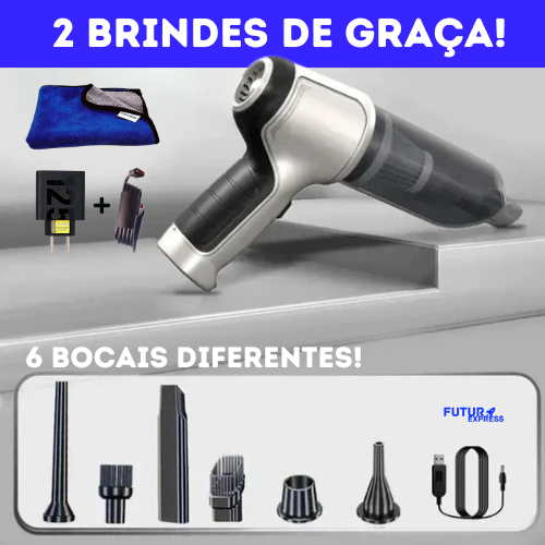 Aspirador  e Soprador de Pó Portátil 4 em 1 FastCleaner® +2 BRINDES: Pano Microfibra, Carregador Turbo 125w
