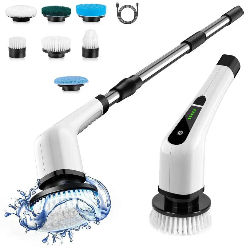 PowerClean© Esfregão Elétrico 9 em 1 + 10 BRINDES: 8 Velcros,Carregador USB e Escova Apontada